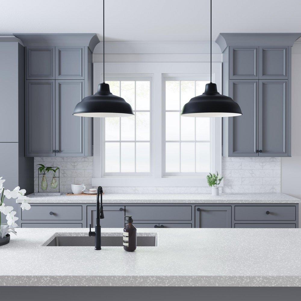 Millennium Lighting Satin Black 200W 1-Light Warehouse Cord Hung Outdoor Pendant 