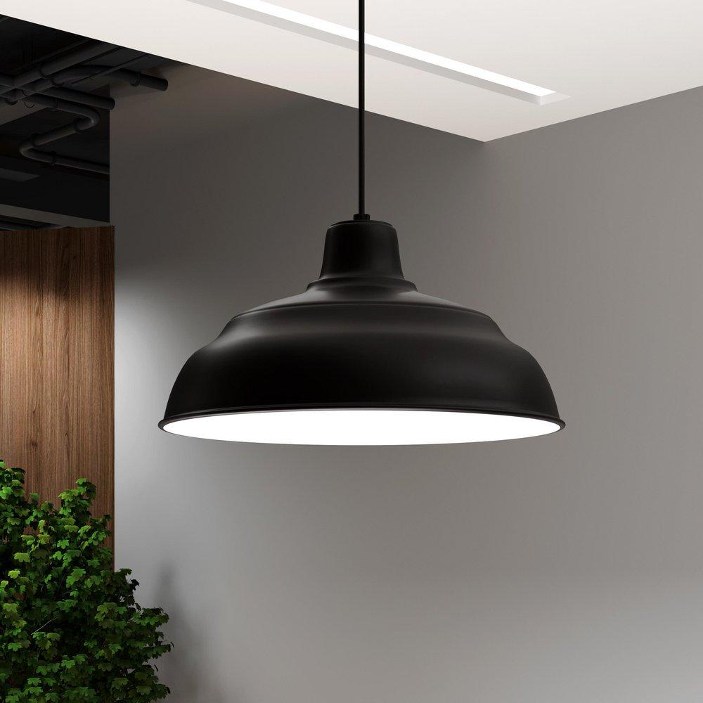 Millennium Lighting Satin Black 200W 1-Light Warehouse Cord Hung Outdoor Pendant 