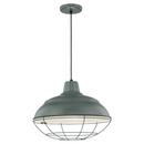 200W 1-Light Warehouse Cord Hung Outdoor Pendant in Satin Green