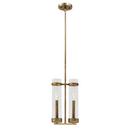 120W 2-Light Candelabra E-12 Mini-Pendant Light with Clear Glass in Vintage Gold