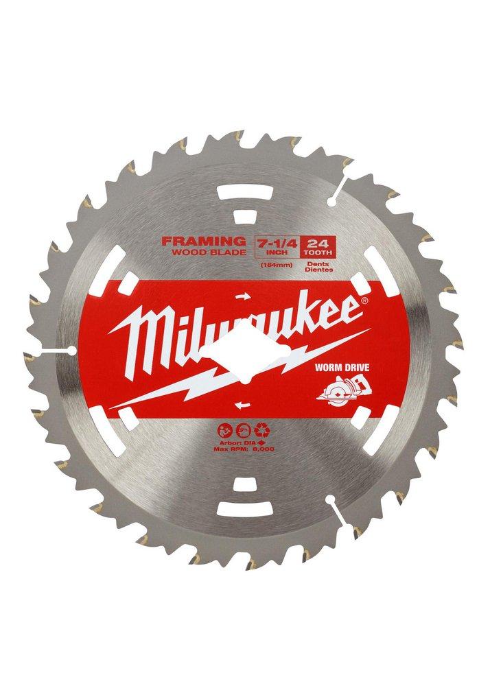 Milwaukee&reg; Silver 7-1/4 24T Worm Drive Basic Framer Circular Saw Blades Bulk 10 