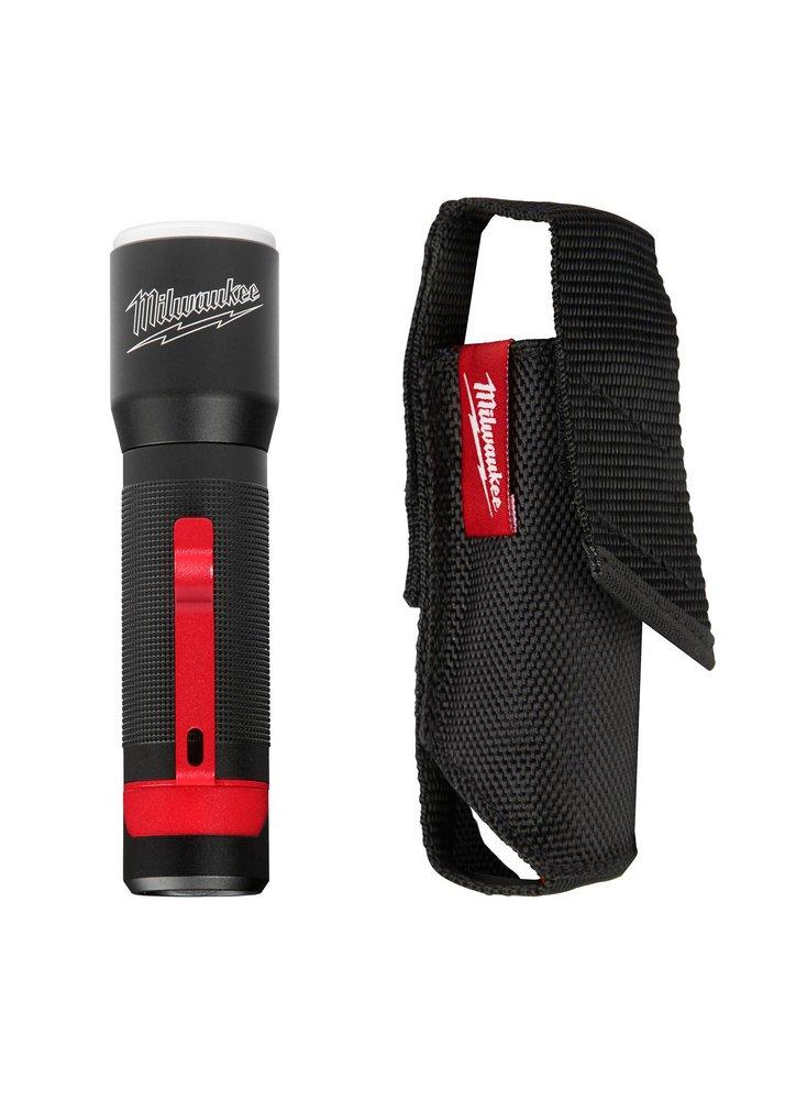 Milwaukee&reg; Black Hard Anodized Aluminum LED Redlithium&trade; Flashlight with Holster 