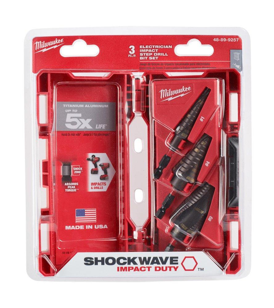 Milwaukee&reg; Silver 1/8 - 1-1/8 in. Hex Step 3 Piece Drill Bit Electrician Set 