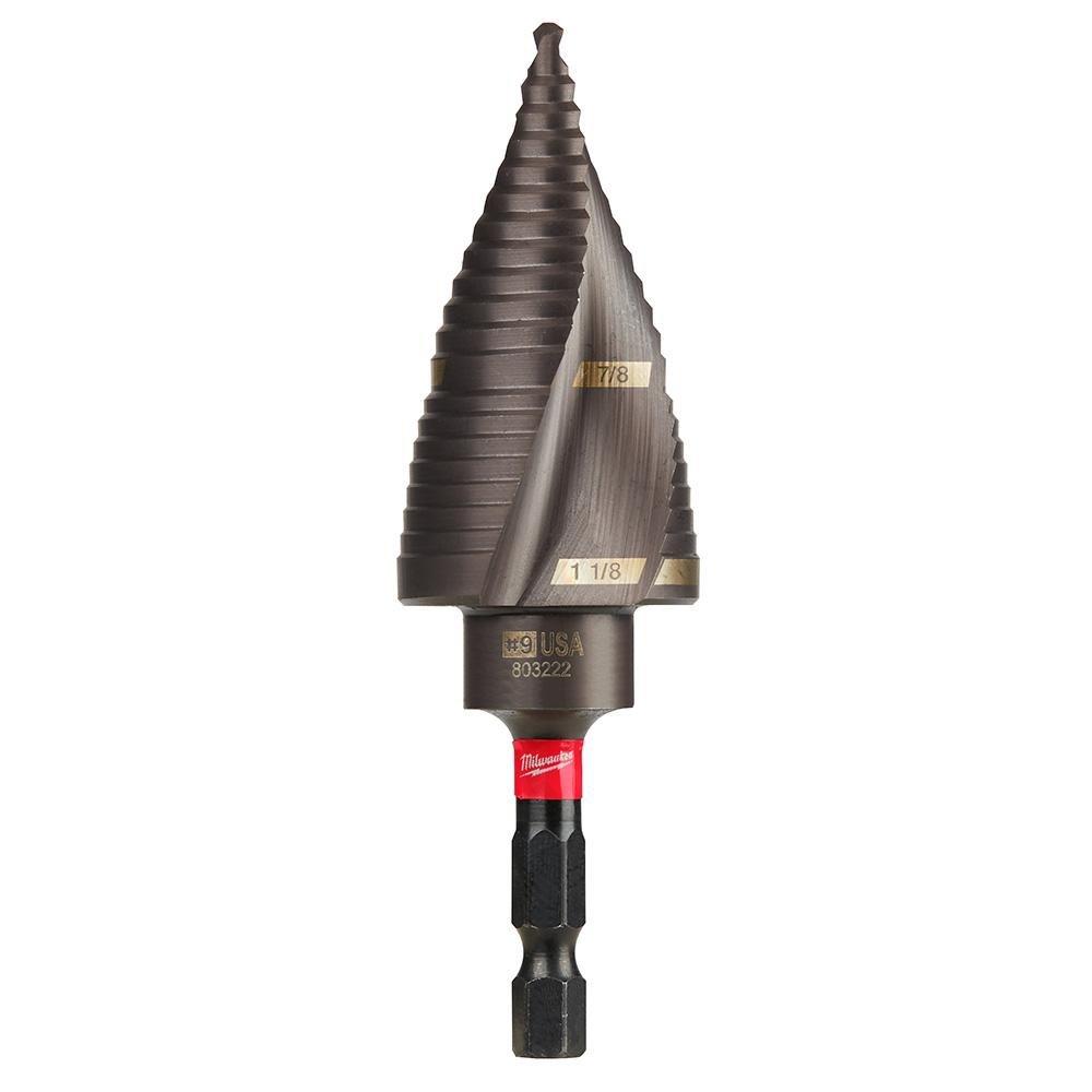 Milwaukee&reg; Silver #9 7/8 - 1-1/8 in. Hex Spiral Step Bit 