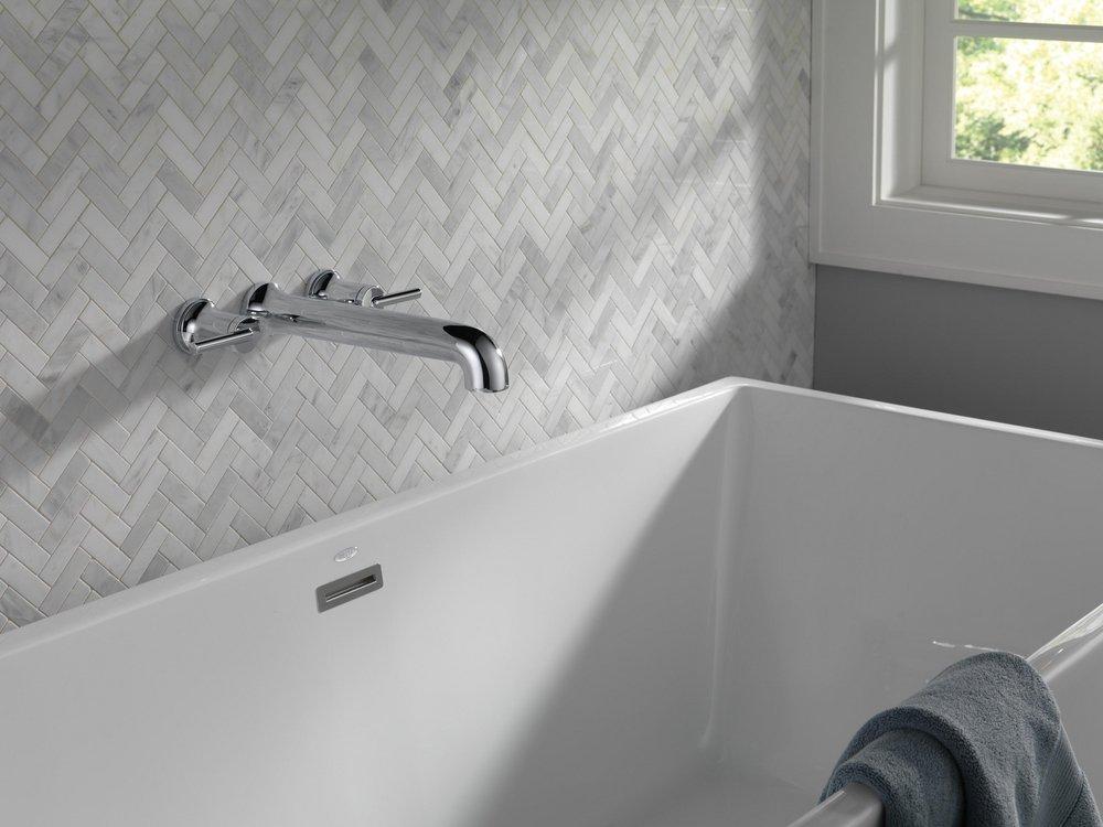 Delta Faucet Matte Black Two Handle Wall Mount Filler (Trim Only) 