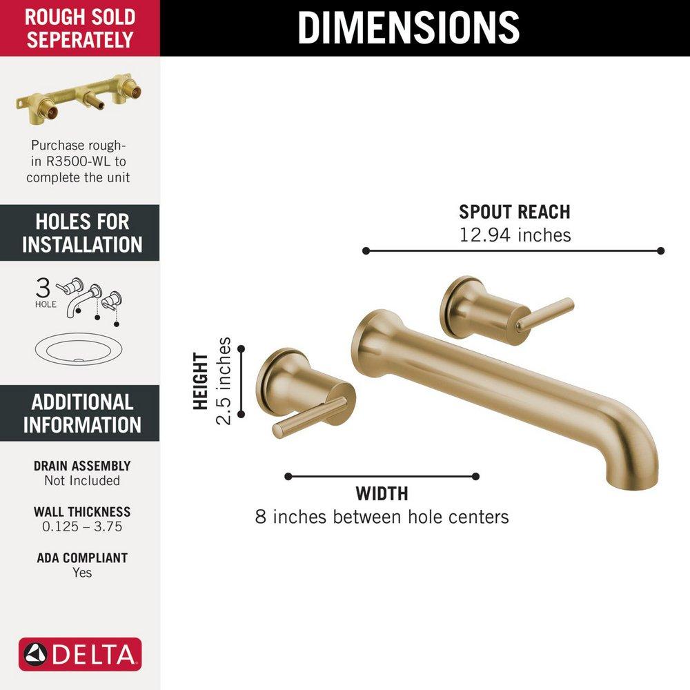 Delta Faucet Champagne Bronze Two Handle Wall Mount Filler (Trim Only) 