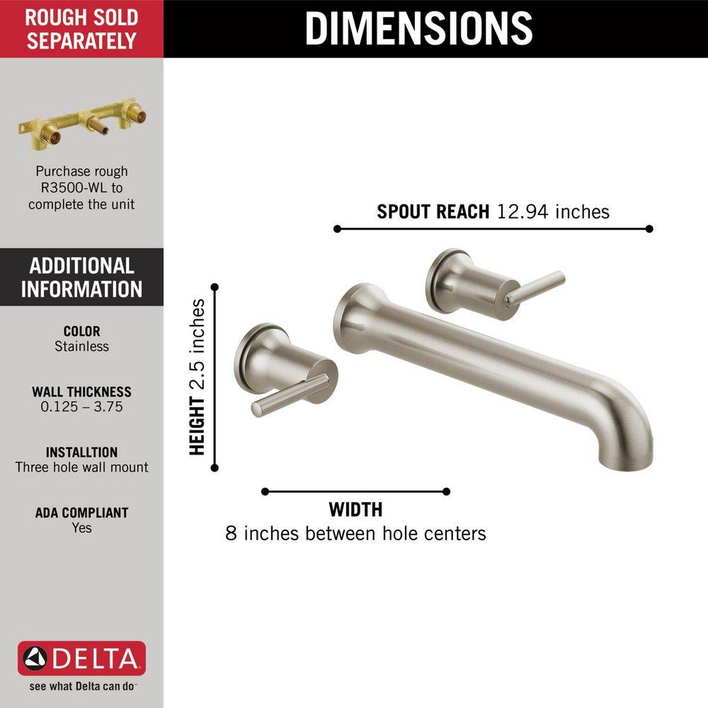 Delta Faucet Stainless Two Handle Wall Mount Filler (Trim Only) 