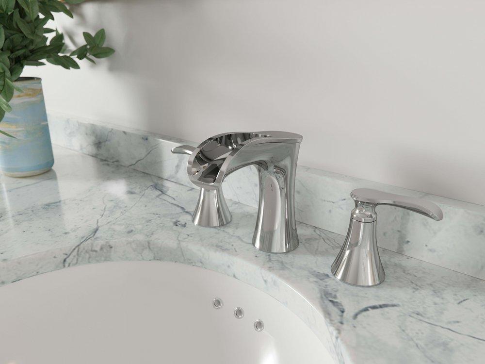 Pfister Spot Defense Brushed Nickel Two Handle Widespread Bathroom Sink Faucet Lever Handle 