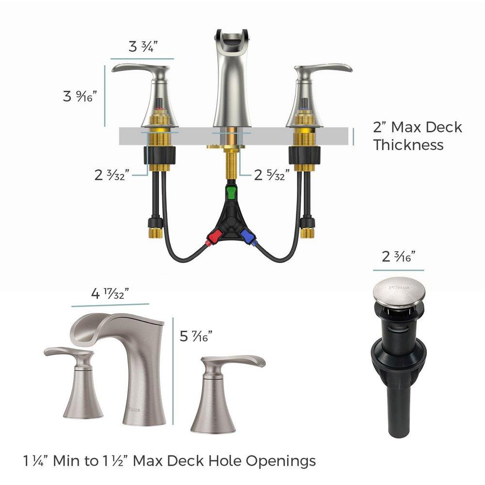 Pfister Spot Defense Brushed Nickel Two Handle Widespread Bathroom Sink Faucet Lever Handle 