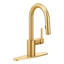 Moen Brushed Gold Single Lever Handle Pull Down Bar Faucet with Power Clean and Reflex Technology 
