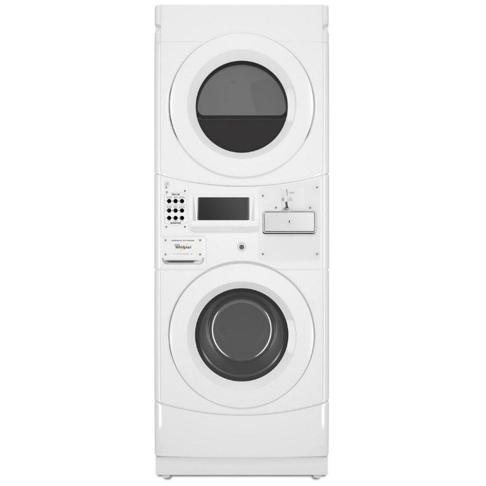 Whirlpool White 29-1/2 in. 3.10 cf 120/240V Commercial Combination Stack Washer 