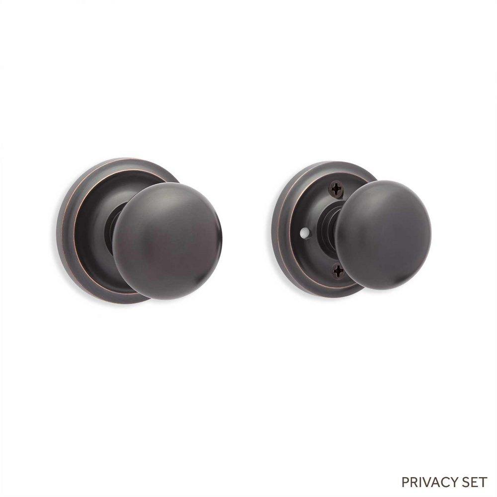 Signature Hardware Oil Rubbed Bronze Brass Oval Privacy Plate and Knob Set 