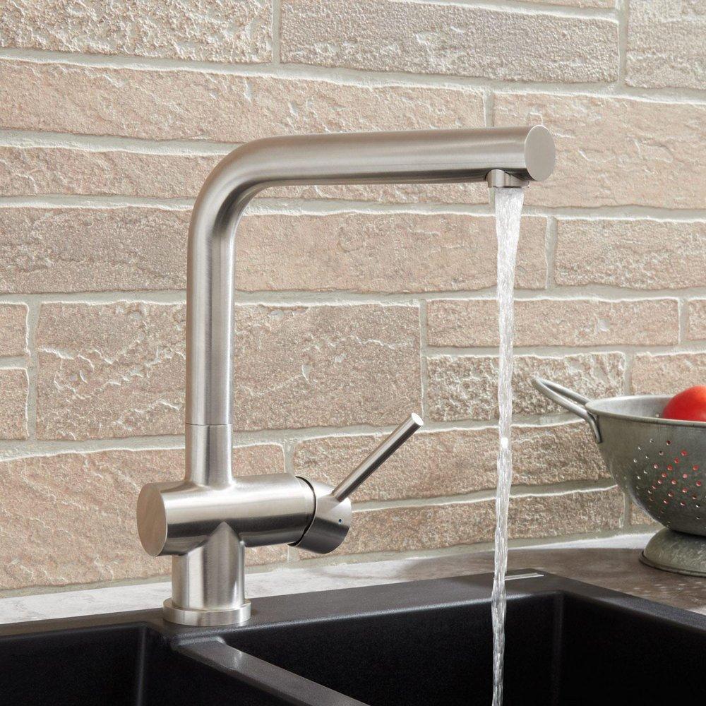 Signature Hardware Stainless Steel Single Handle Lever Counter Mount Service Faucet 