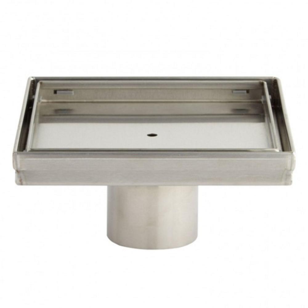 Signature Hardware Brushed Stainless Steel Square Shower Drain 