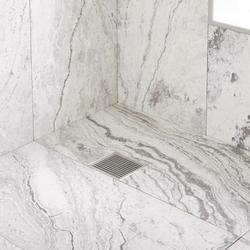 4 in. Square Shower Drain with Drain Flange in Brushed Stainless Steel