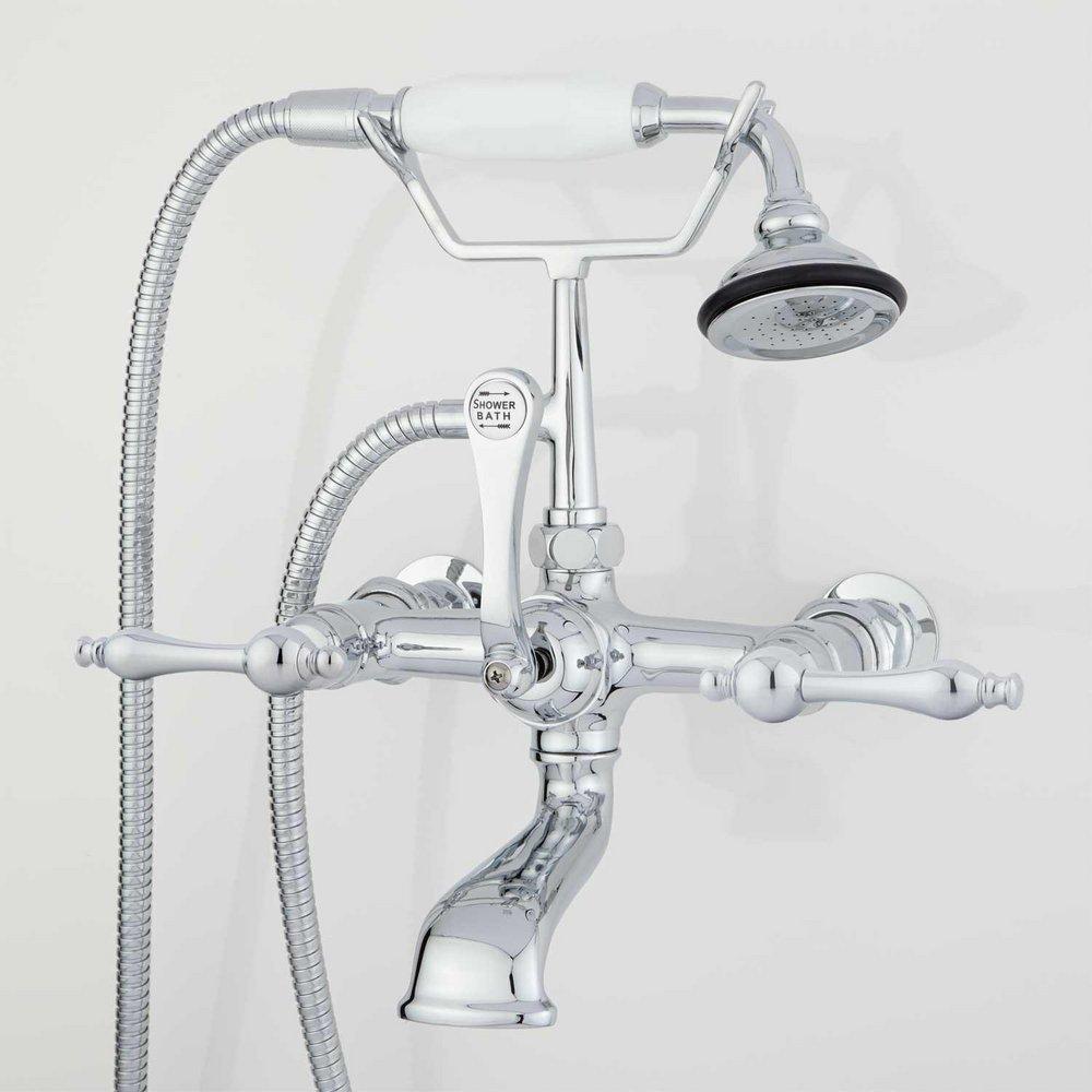 Signature Hardware Chrome Three Handle Wall Mount Filler 