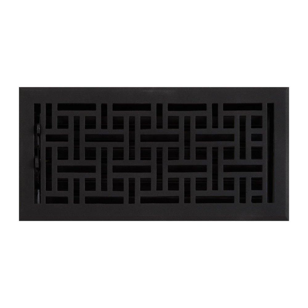 Signature Hardware Black Powder Coat 6 in. Residential Cast Iron Floor Register in Black Powder Coat 
