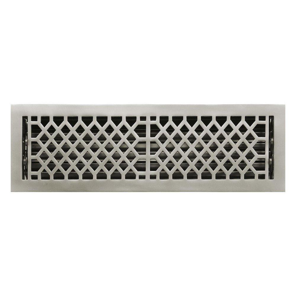 Signature Hardware Brushed Nickel 6 x 22 in. Residential Brass Ceiling & Sidewall Register 