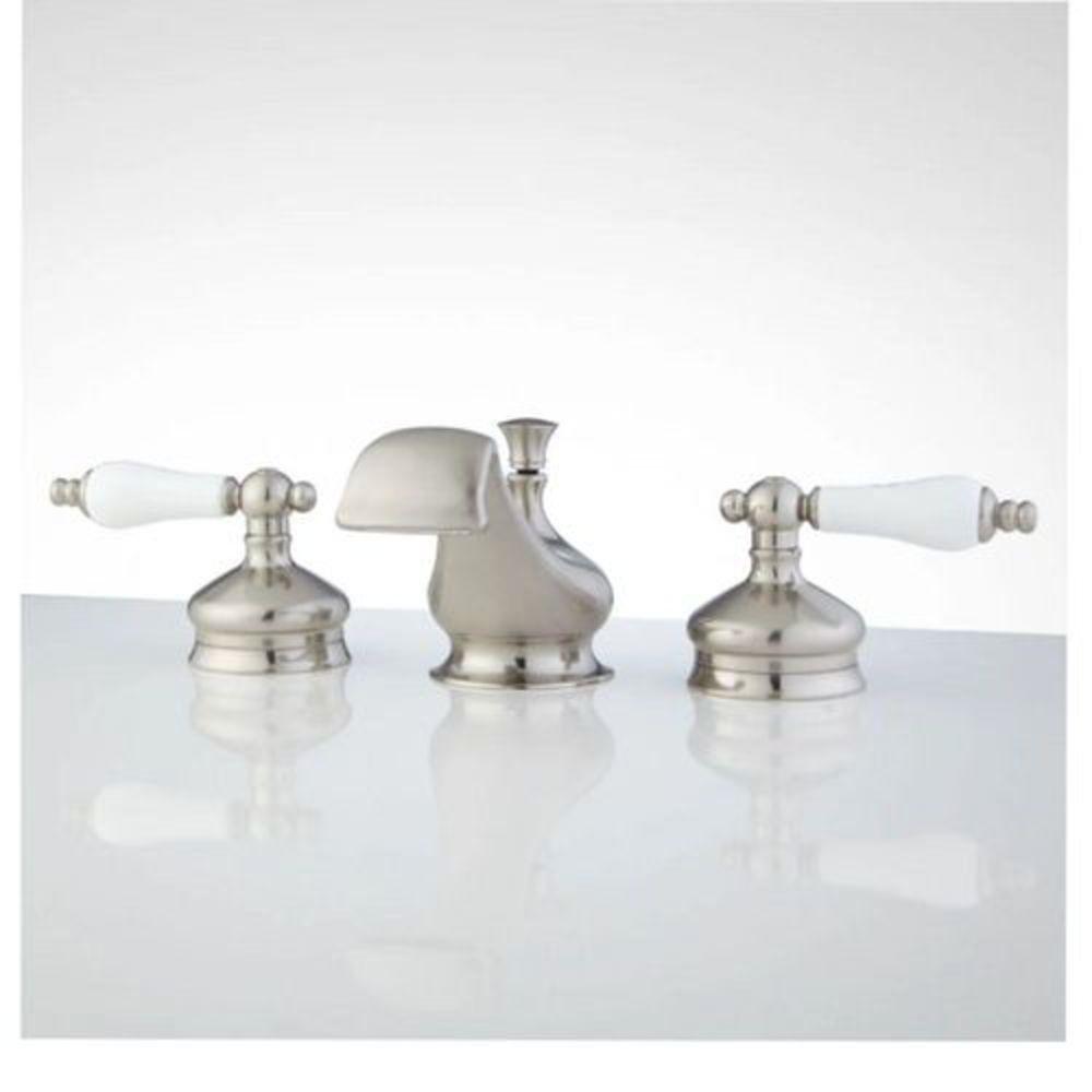 Signature Hardware Brushed Nickel Two Handle Widespread Bathroom Sink Faucet 