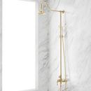 Exposed Pipe Shower with Hand Shower in Polished Brass