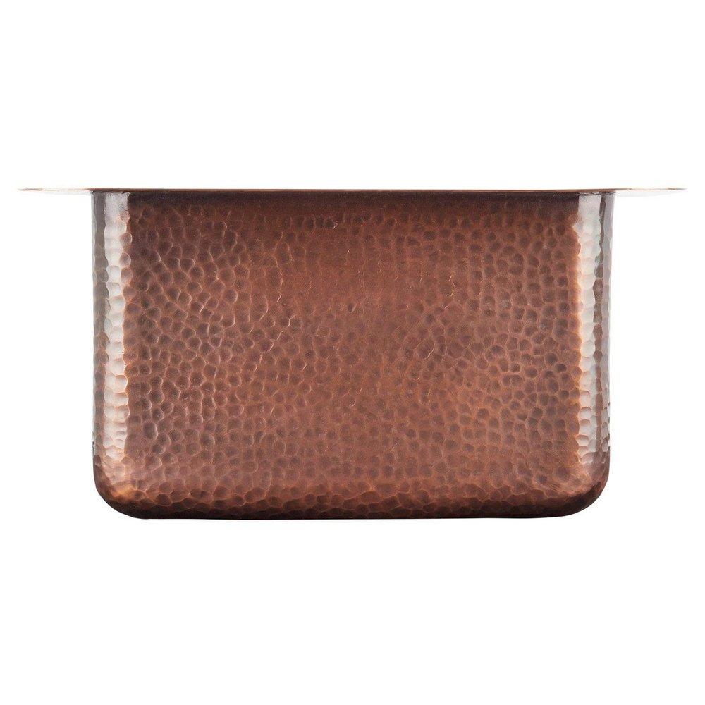 Signature Hardware Antique Copper 15 x 15 in. No Hole Copper Single Bowl Drop-in Kitchen Sink 