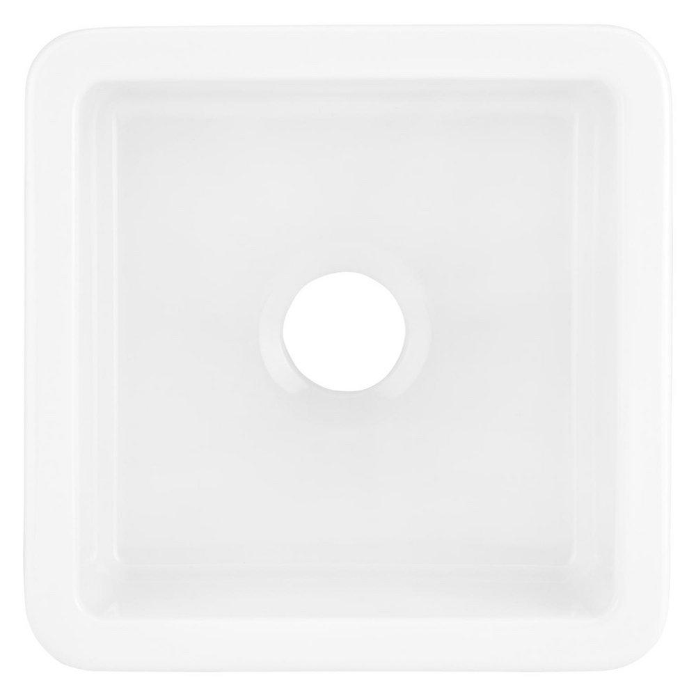 Signature Hardware White 18-1/8 x 18-1/8 in. Undermount Fireclay Bar Sink 