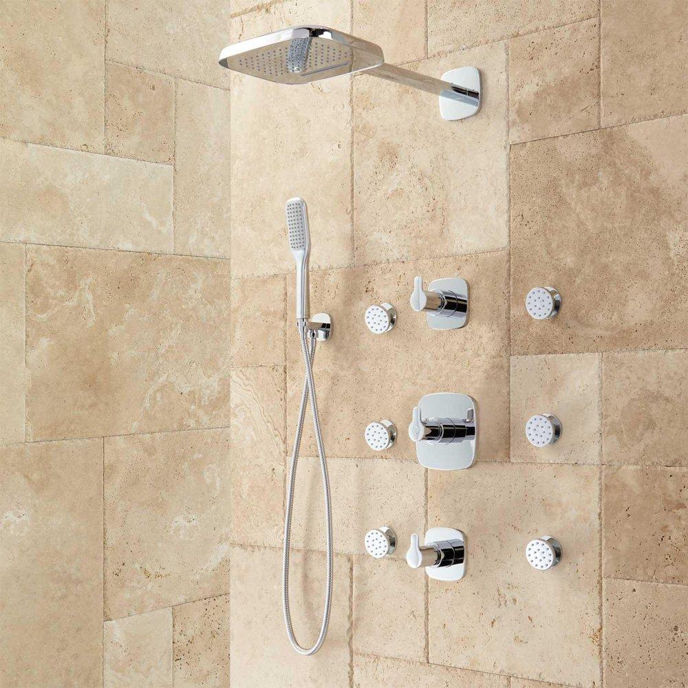 ARIN THERMOSTATIC SHOWER SYSTEM WITH HAND SHOWER & 6 BODY SPRAYS - CHROME 