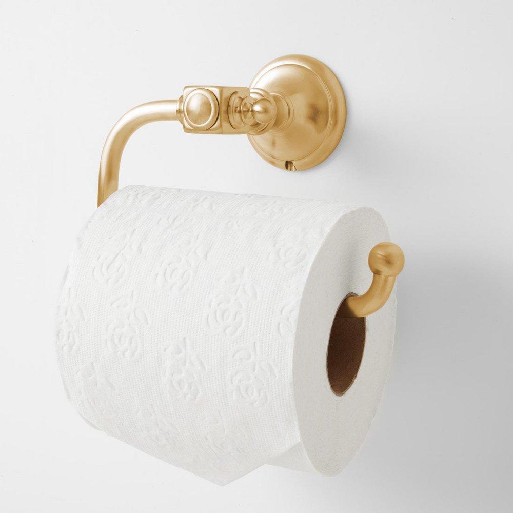 Signature Hardware Brushed Gold VINTAGE COLLECTION EURO TOILET PAPER HOLDER - CHROME 