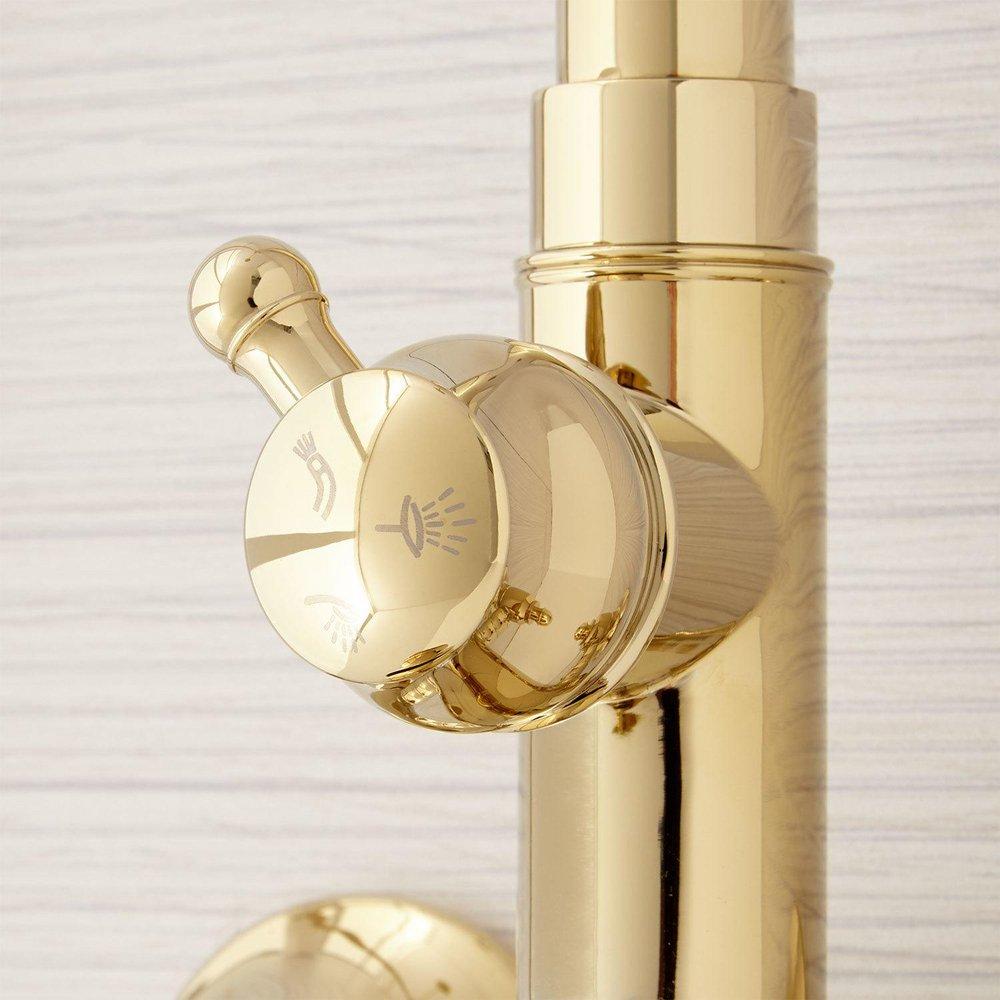 Signature Hardware Polished Brass Exposed Pipe Shower and Tub Faucet 