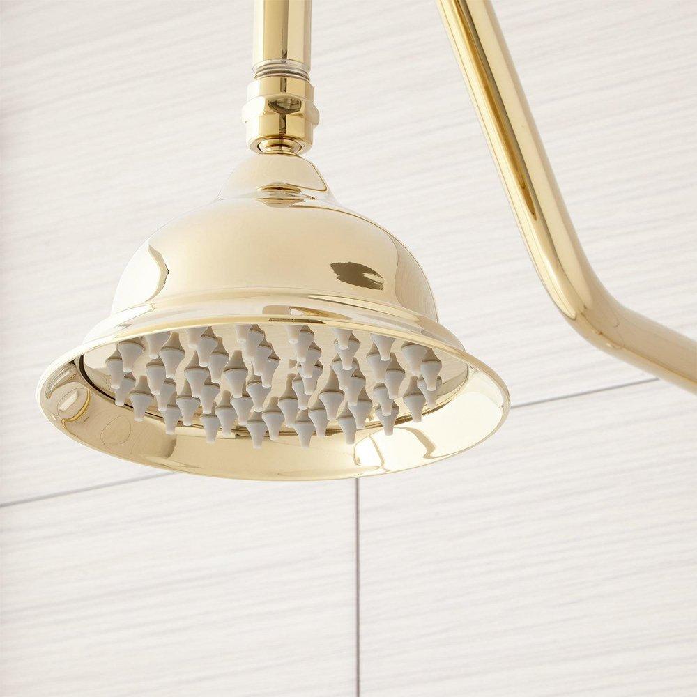 Signature Hardware Polished Brass Exposed Pipe Shower and Tub Faucet 