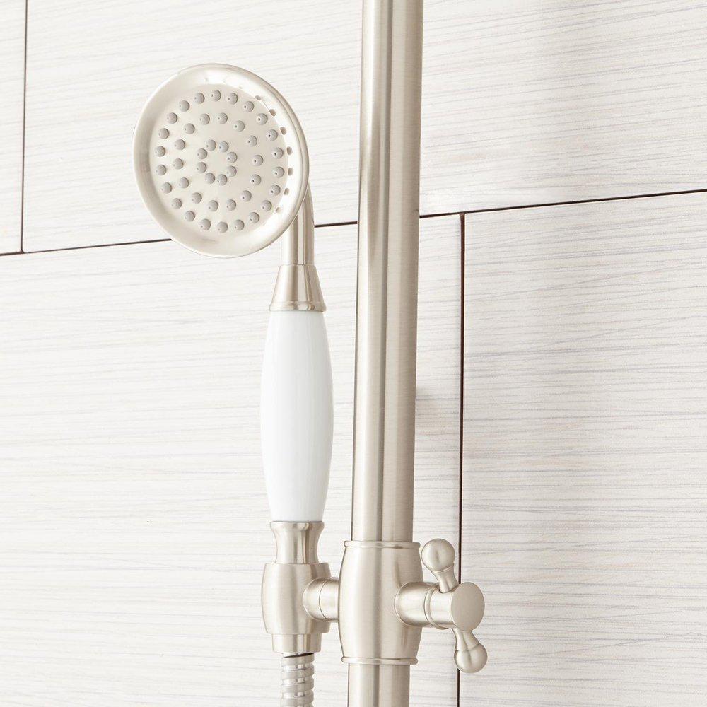 Signature Hardware Brushed Nickel Exposed Pipe Shower and Tub Faucet 