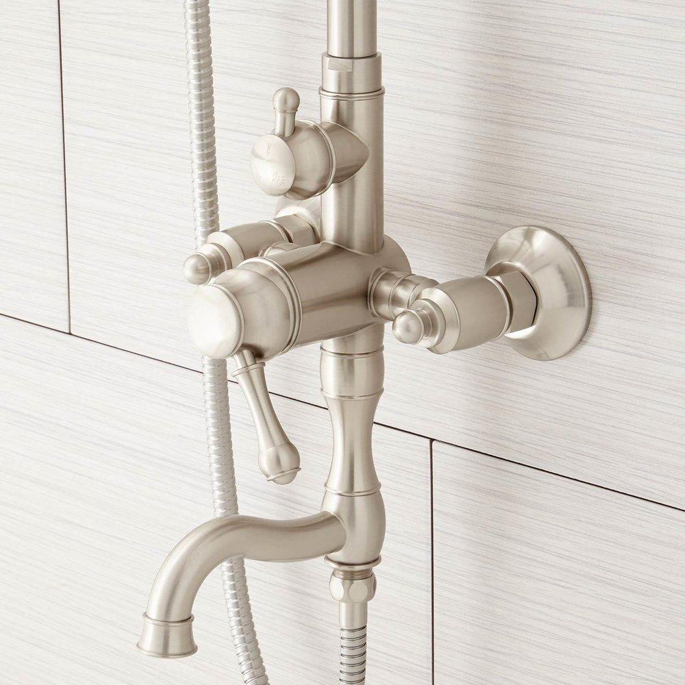Signature Hardware Brushed Nickel Exposed Pipe Shower and Tub Faucet 