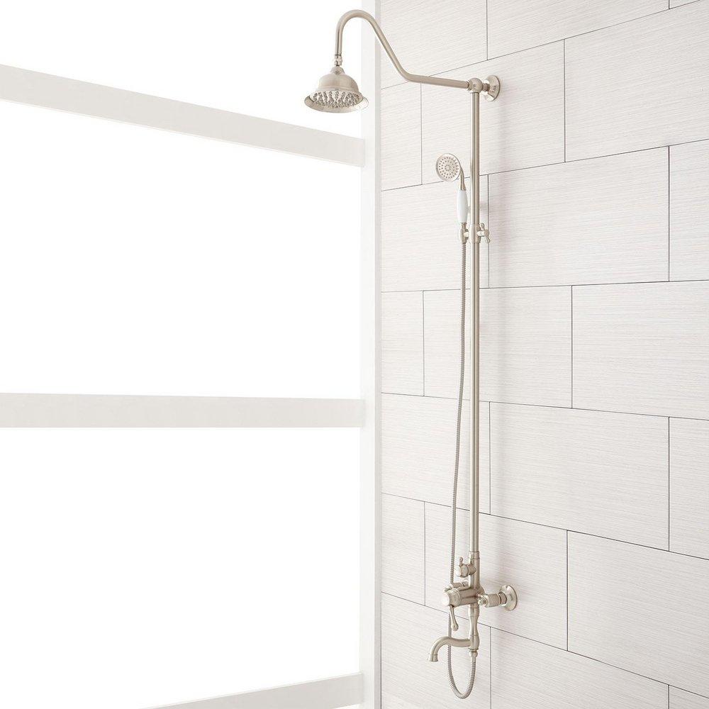 Signature Hardware Brushed Nickel Two Handle Single Function Shower System 