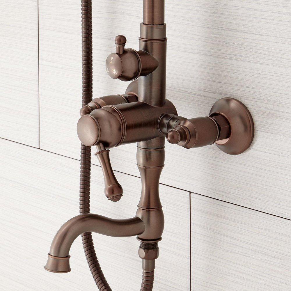Signature Hardware Oil Rubbed Bronze Exposed Pipe Shower and Tub Faucet 