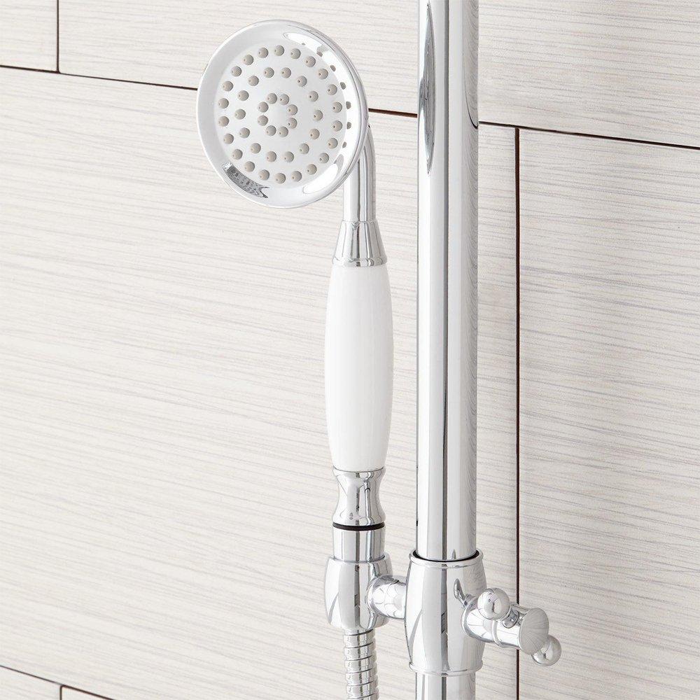 Signature Hardware Chrome Exposed Pipe Shower and Tub Faucet 
