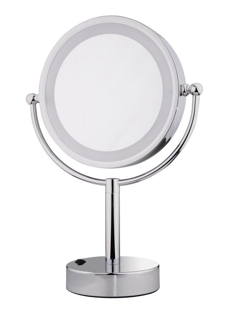 VOLKANO 8.5 DOUBLE SIDED LIGHTED FREESTANDING MIRROR - CHROME 