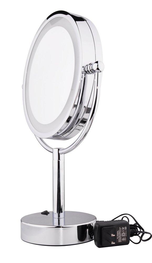 VOLKANO 8.5 DOUBLE SIDED LIGHTED FREESTANDING MIRROR - CHROME 