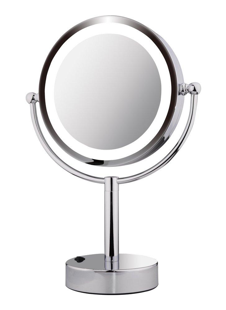 VOLKANO 8.5 DOUBLE SIDED LIGHTED FREESTANDING MIRROR - CHROME 