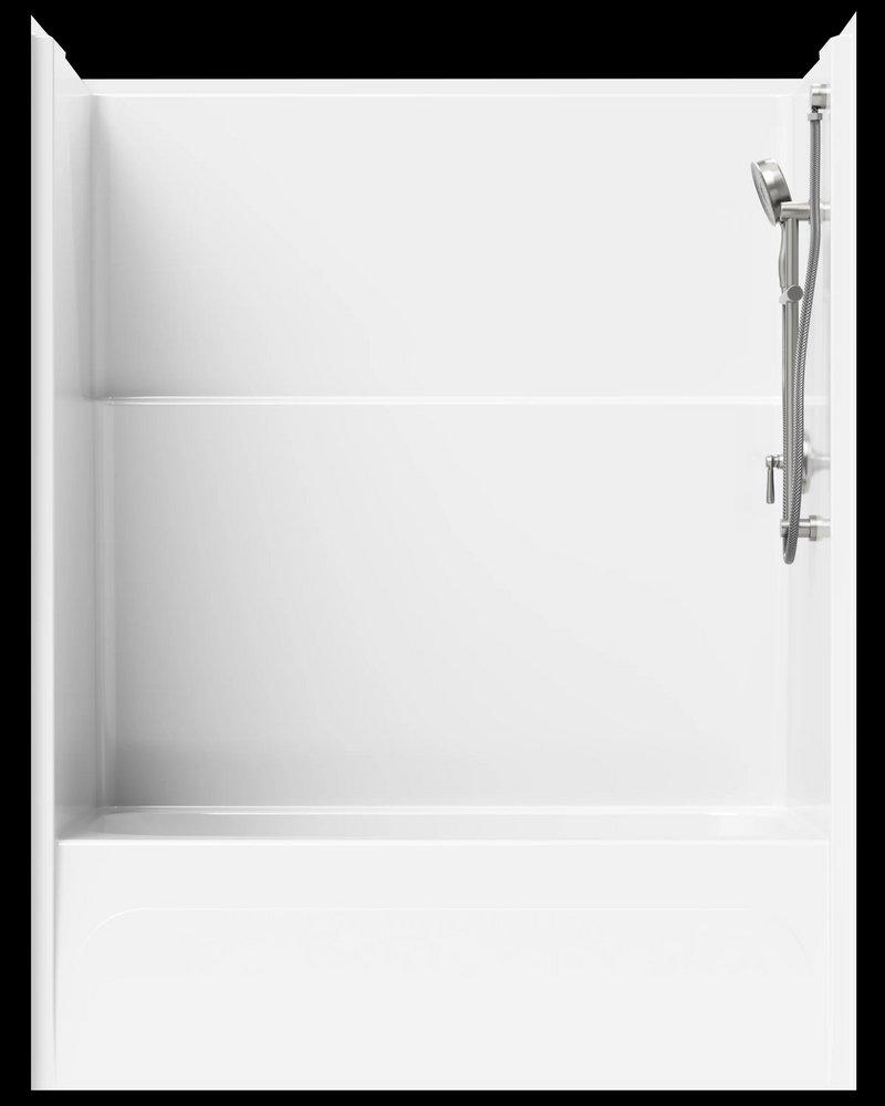 EverFab White 60 x 32 in. Tub & Shower Unit with Left Drain 