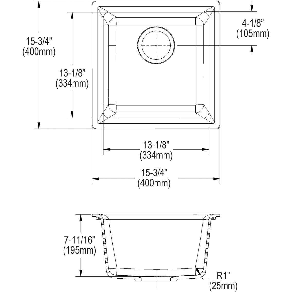 Elkay Jubilee 15-3/4 x 15-3/4 in. Dual Mount Quartz Bar Sink 
