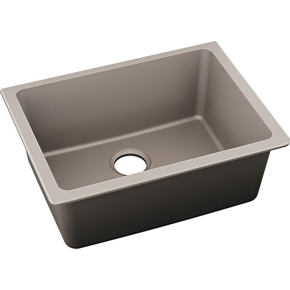 Elkay Silvermist 24-5/8 x 18-1/2 in. No Hole Composite Single Bowl Undermount Kitchen Sink 