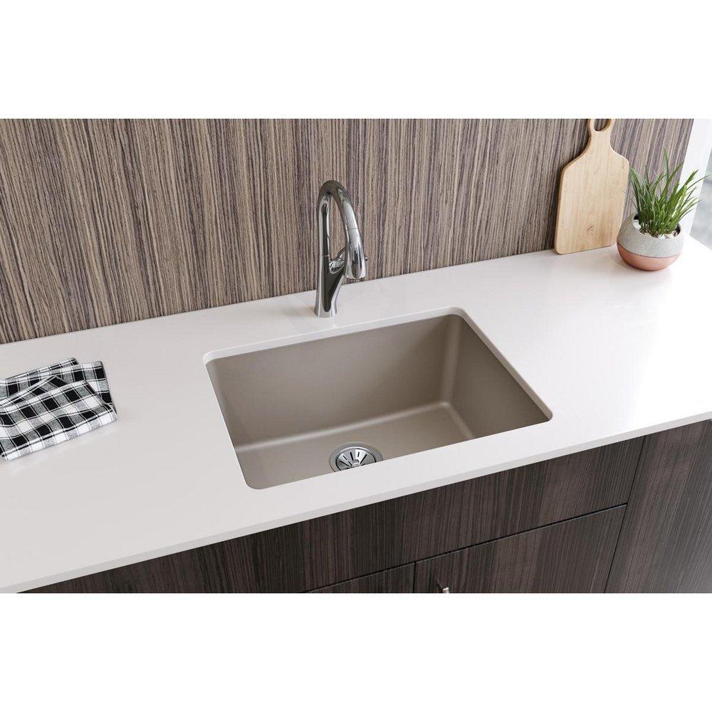 Elkay Silvermist 24-5/8 x 18-1/2 in. No Hole Composite Single Bowl Undermount Kitchen Sink 