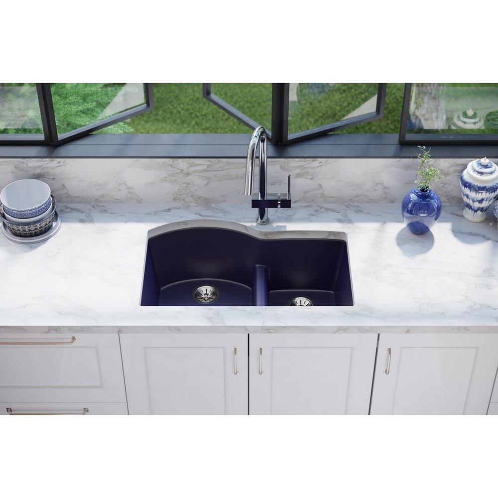 Elkay Jubilee 32-1/2 x 20 in. No Hole Composite Double Bowl Undermount Kitchen Sink 