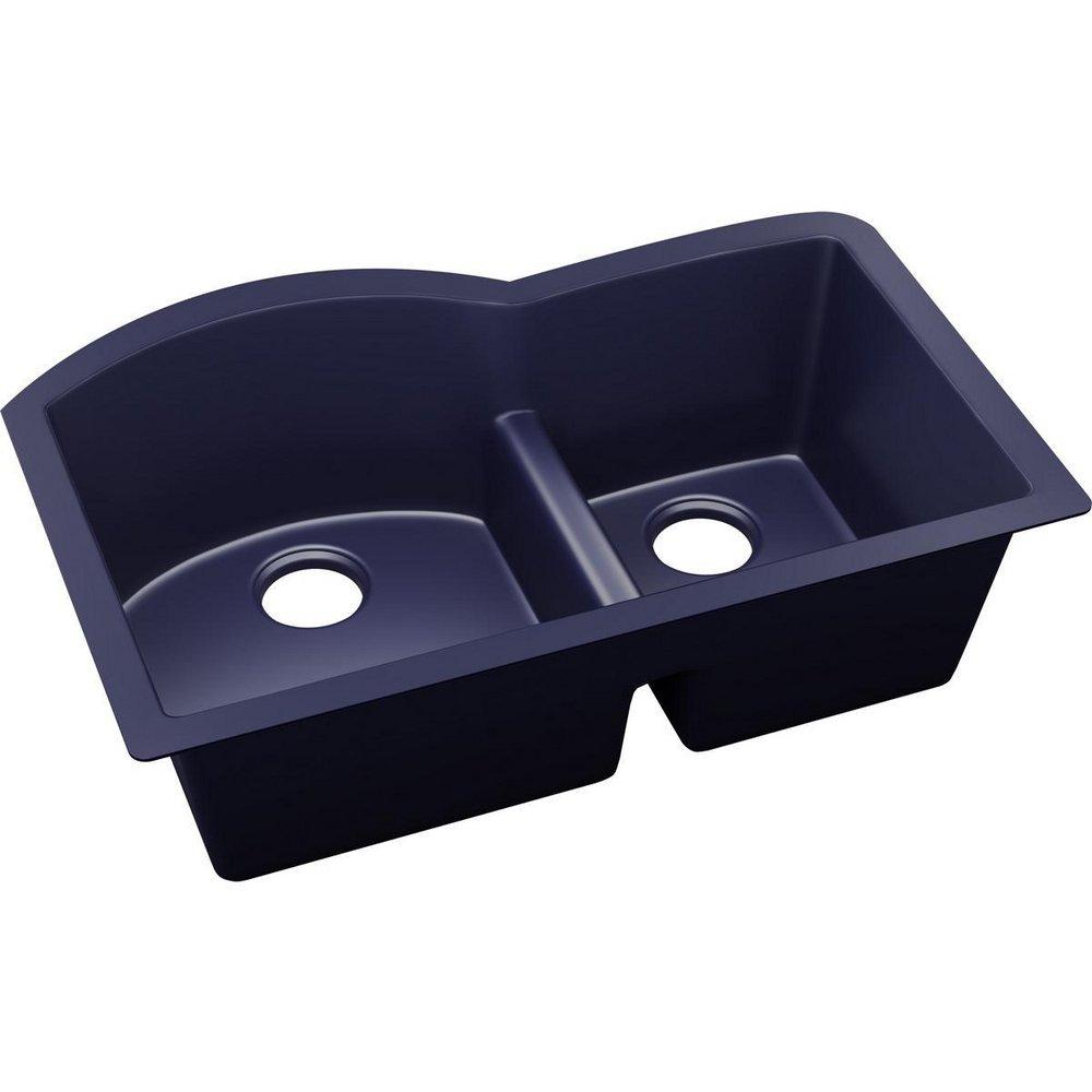 Elkay Jubilee 32-1/2 x 20 in. No Hole Composite Double Bowl Undermount Kitchen Sink 