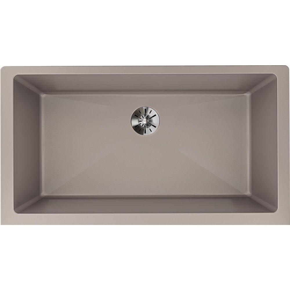 Elkay Silvermist 35-7/8 x 17 in. No Hole Composite Single Bowl Undermount Kitchen Sink 