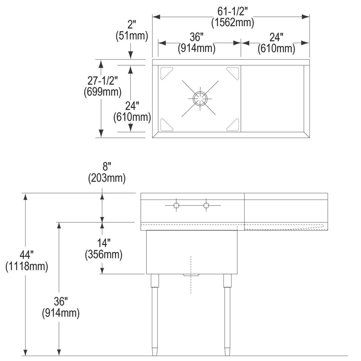 Elkay Silvermist 35-7/8 x 17 in. No Hole Composite Single Bowl Undermount Kitchen Sink 