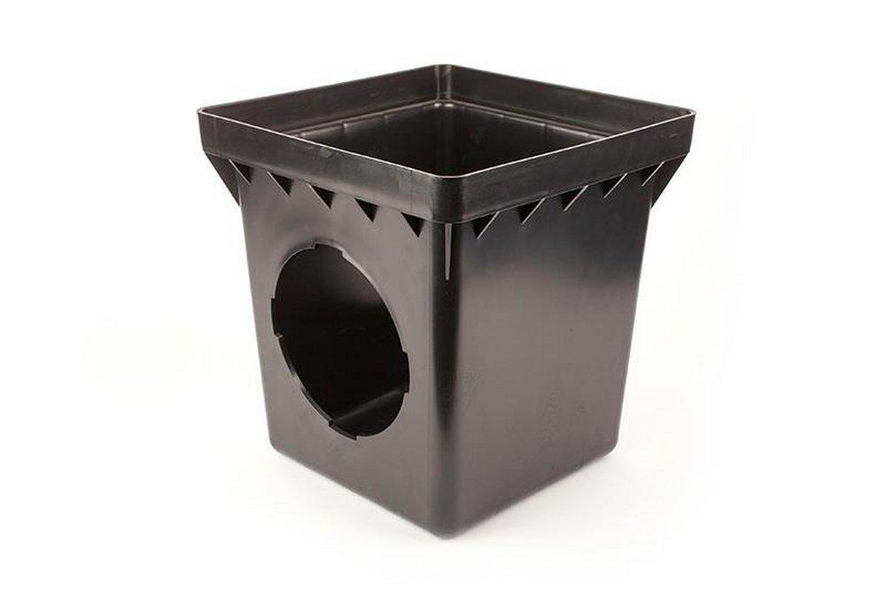 Tempo Black 12-3/4 in. Square Catch Basin with 2 Outlet 