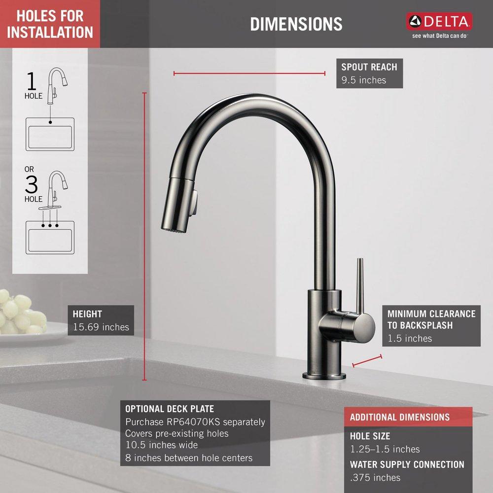 Delta Faucet Black Stainless Single Handle Pull Down Kitchen Faucet 