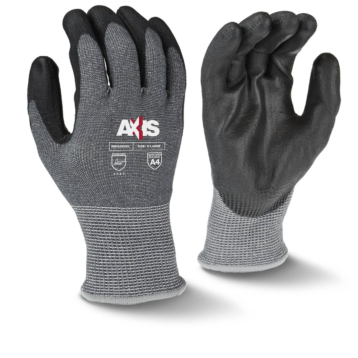 Radians Grey 13G Cut Level A4 PU Coated Glove in Grey/Black and Yellow 