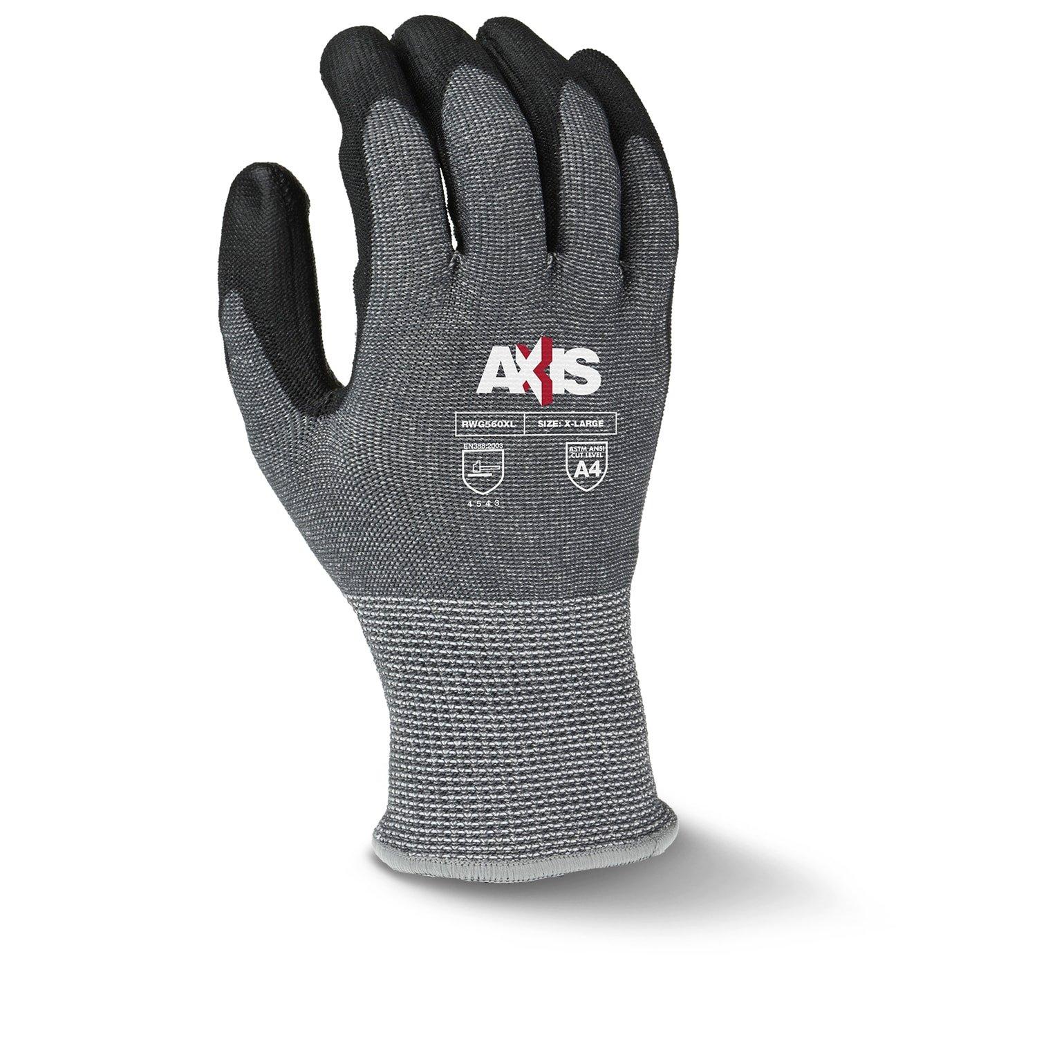 Radians Grey 13G Cut Level A4 PU Coated Glove in Grey/Black and Yellow 